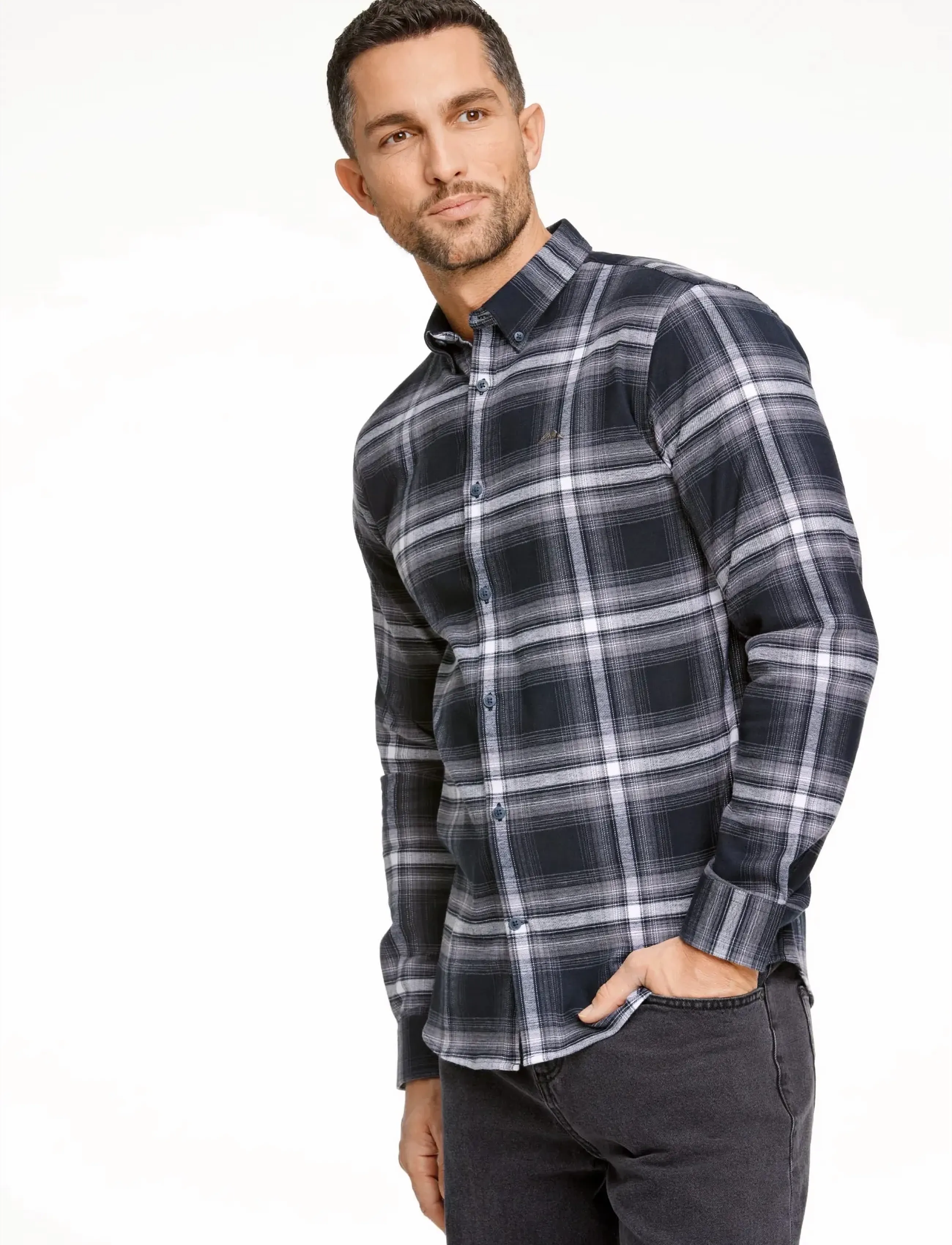 Lindbergh - Brushed checked shirt L/S - flanellskjortor - black - 3