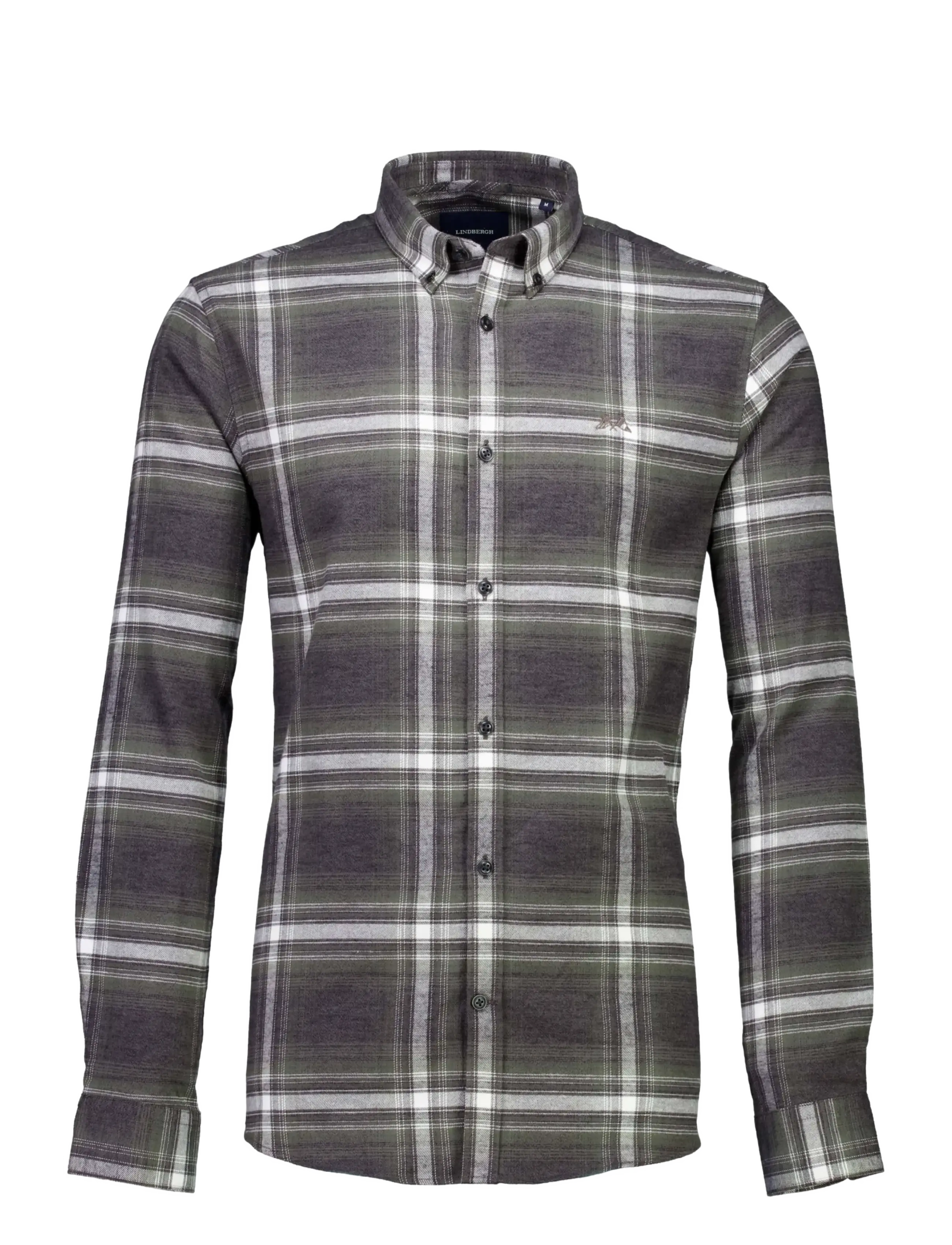 Lindbergh - Brushed checked shirt L/S - flannel-skjorter - dk army - 1