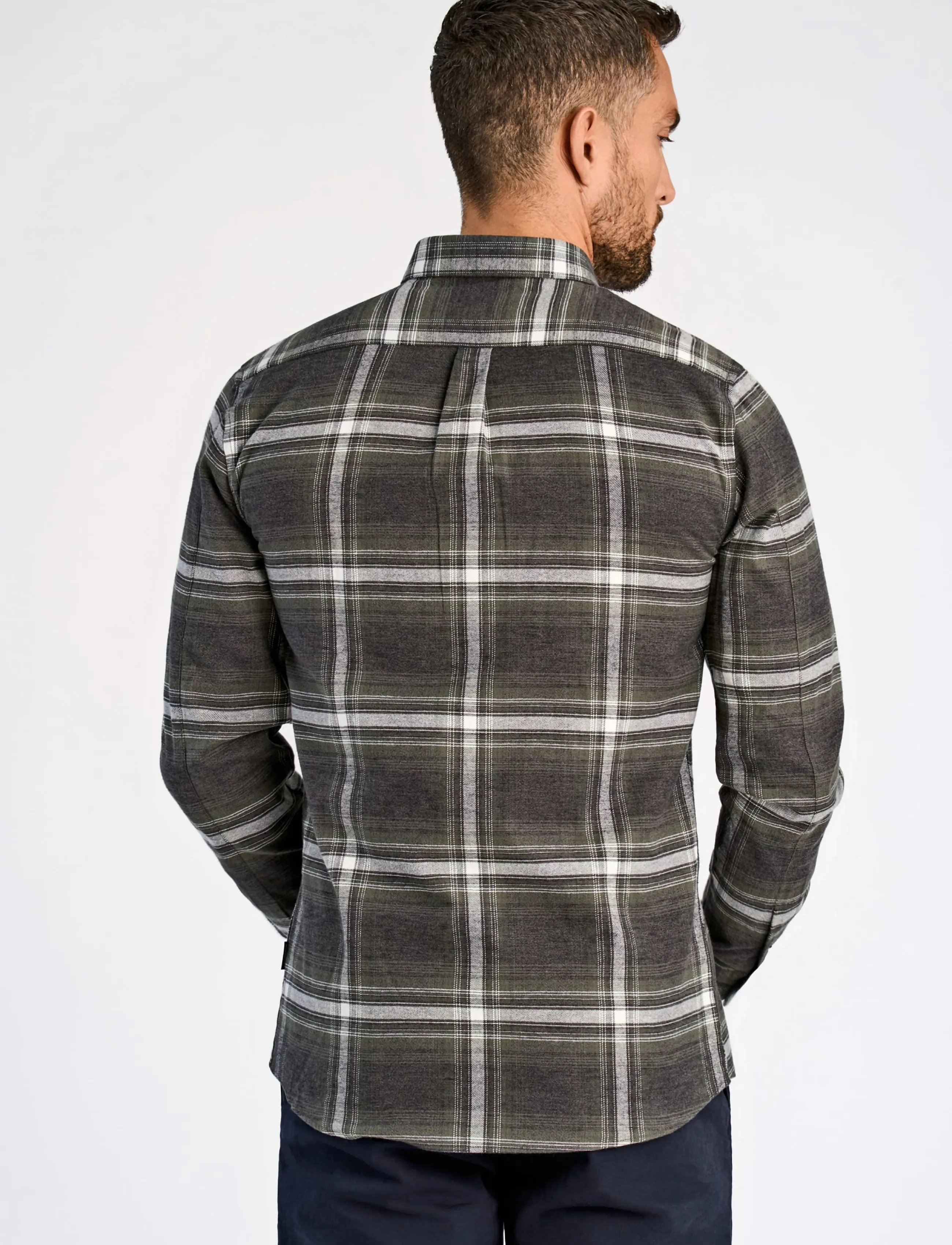Lindbergh - Brushed checked shirt L/S - flannel-skjorter - dk army - 4