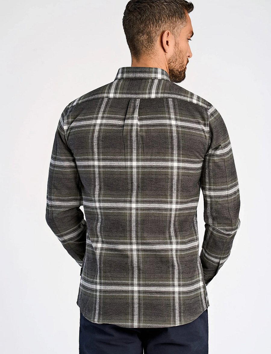 Lindbergh - Brushed checked shirt L/S - flannel-skjorter - dk army - 4