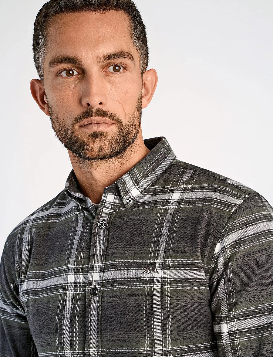 Lindbergh - Brushed checked shirt L/S - flannel-skjorter - dk army - 5