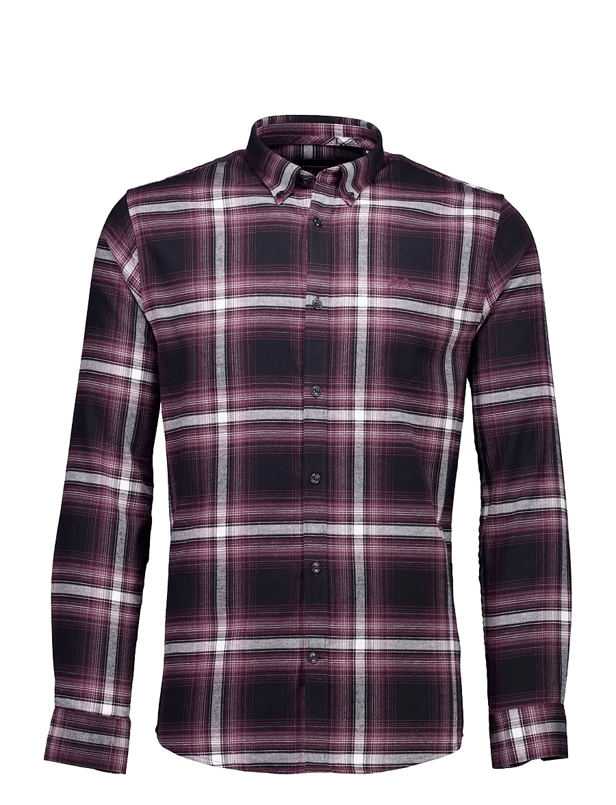 Lindbergh - Brushed checked shirt L/S - flannel shirts - dk bordeaux - 1