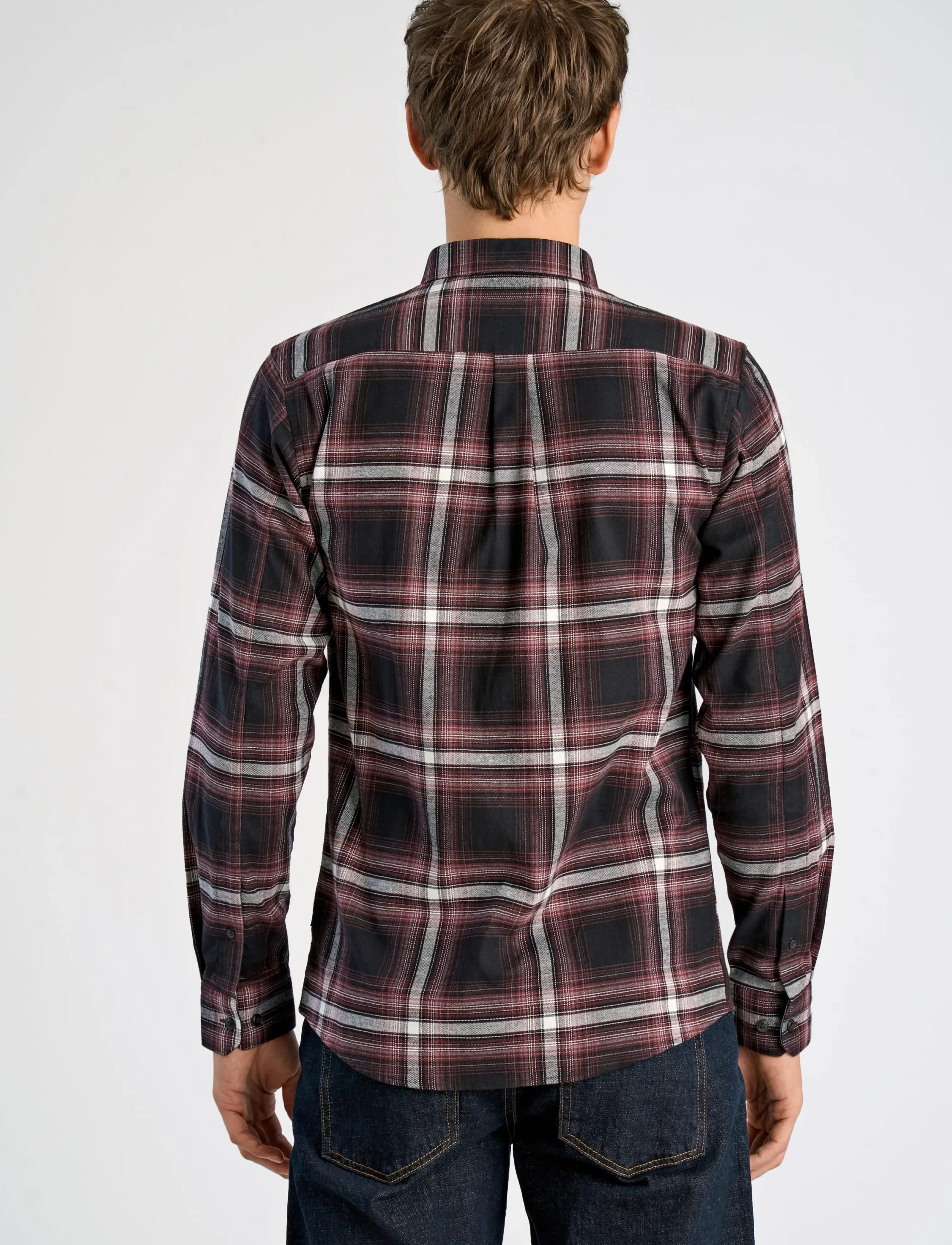 Lindbergh - Brushed checked shirt L/S - flannel shirts - dk bordeaux - 5