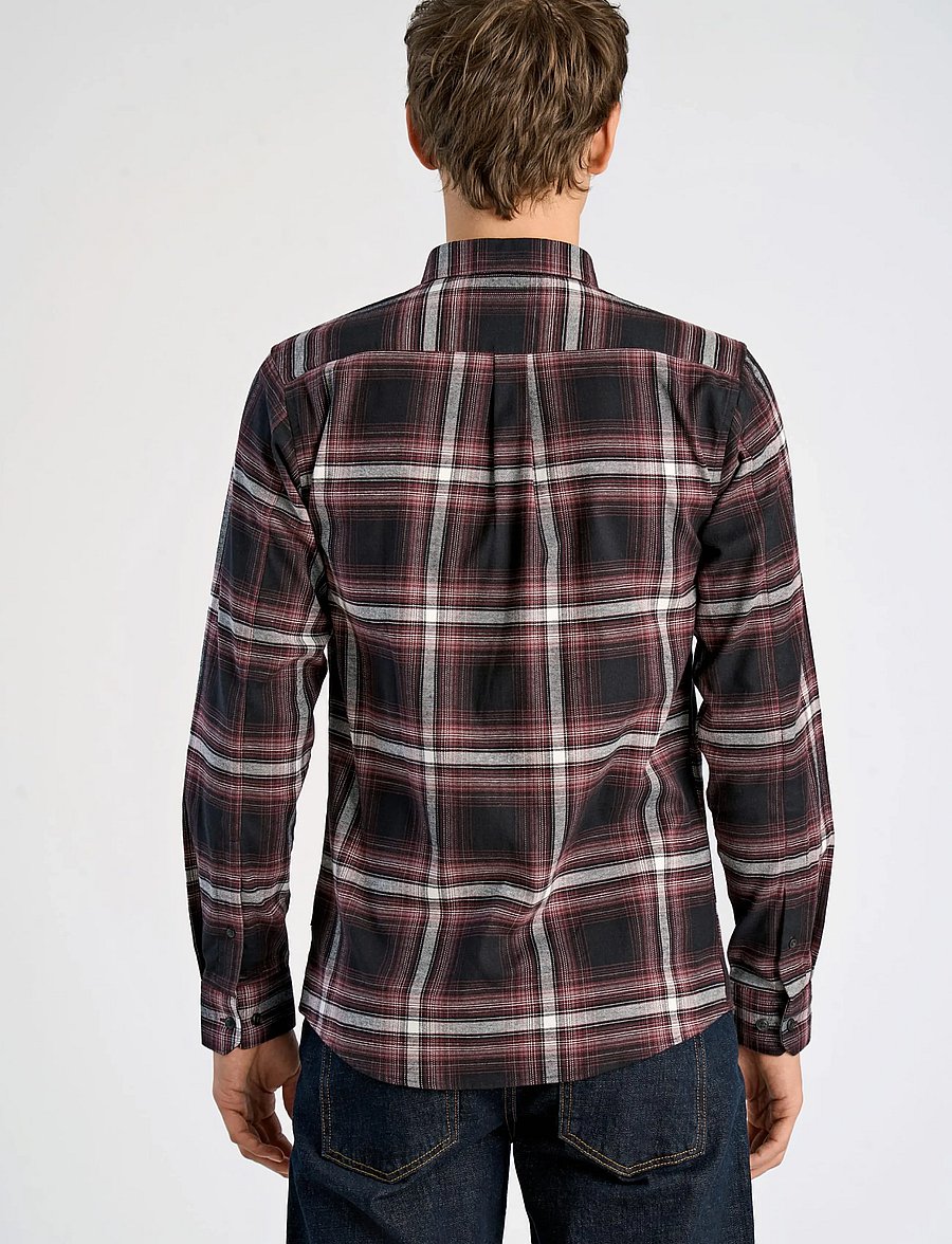 Lindbergh - Brushed checked shirt L/S - flannel shirts - dk bordeaux - 5