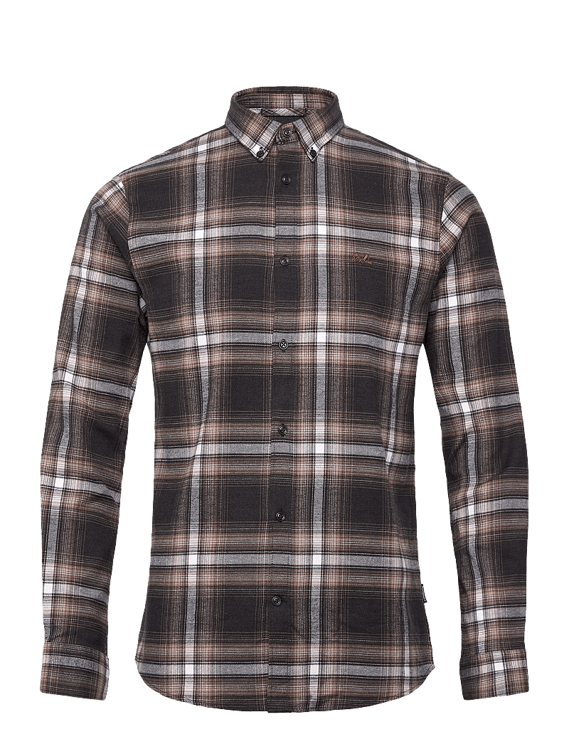 Lindbergh - Brushed checked shirt L/S - flannel-skjorter - dk brown - 1