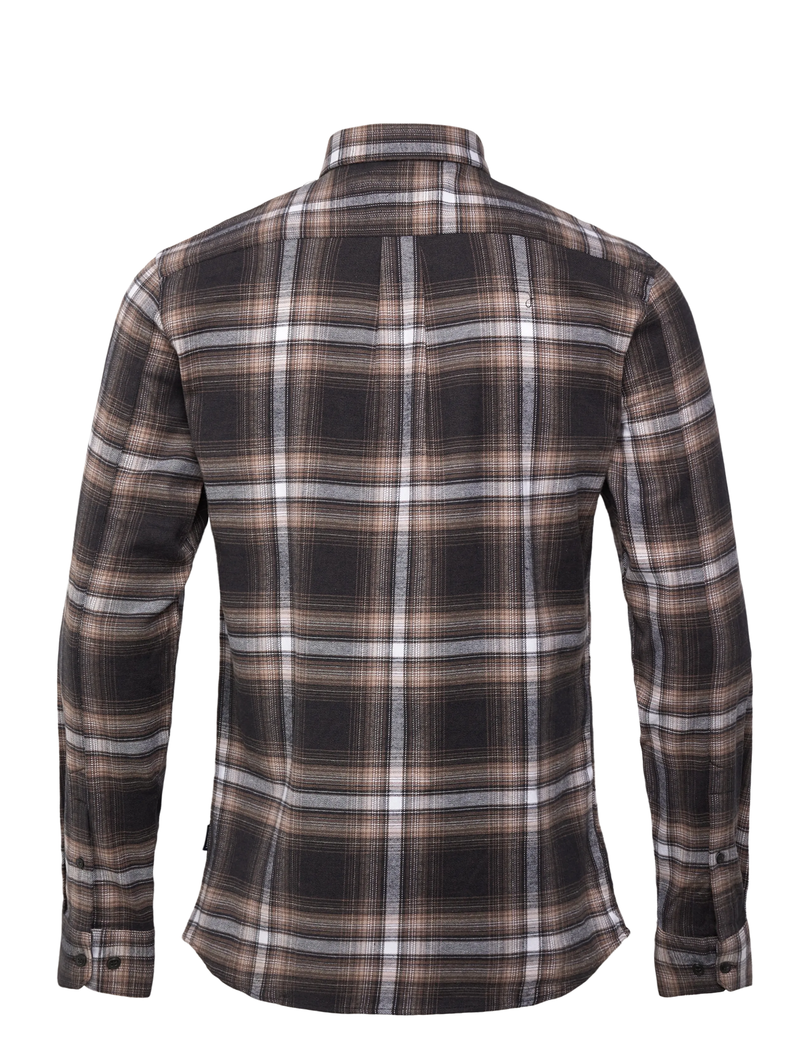 Lindbergh - Brushed checked shirt L/S - flaneliniai marškiniai - dk brown - 2
