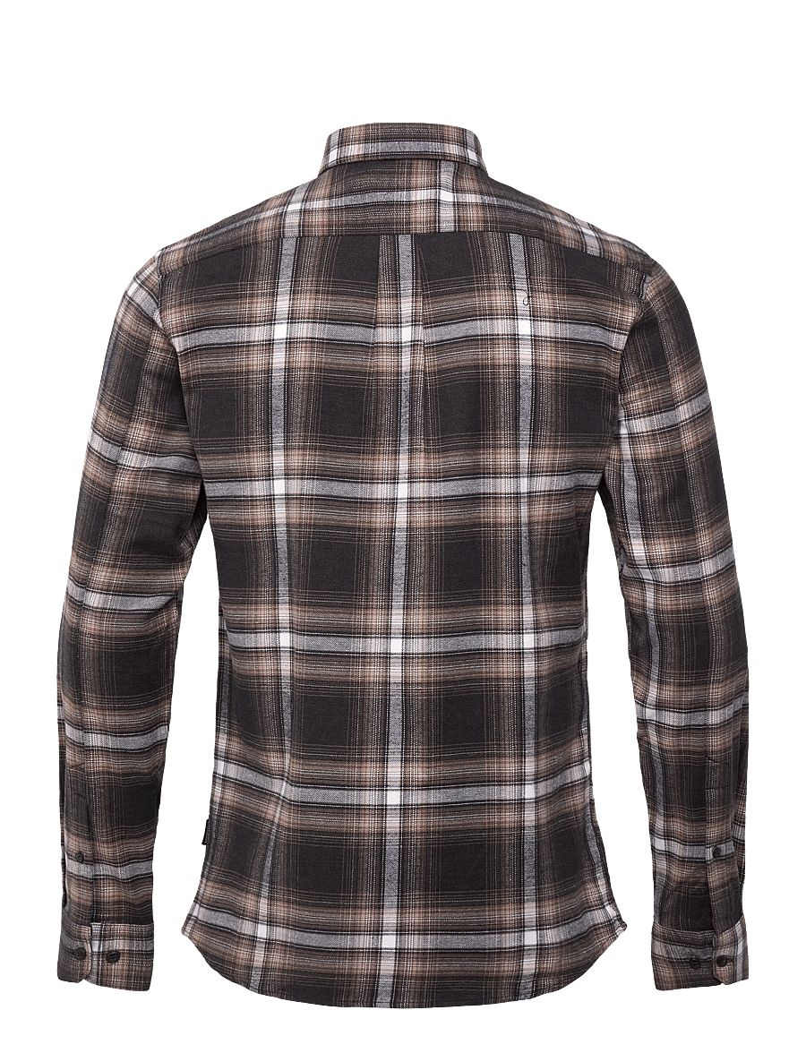 Lindbergh - Brushed checked shirt L/S - flaneliniai marškiniai - dk brown - 2