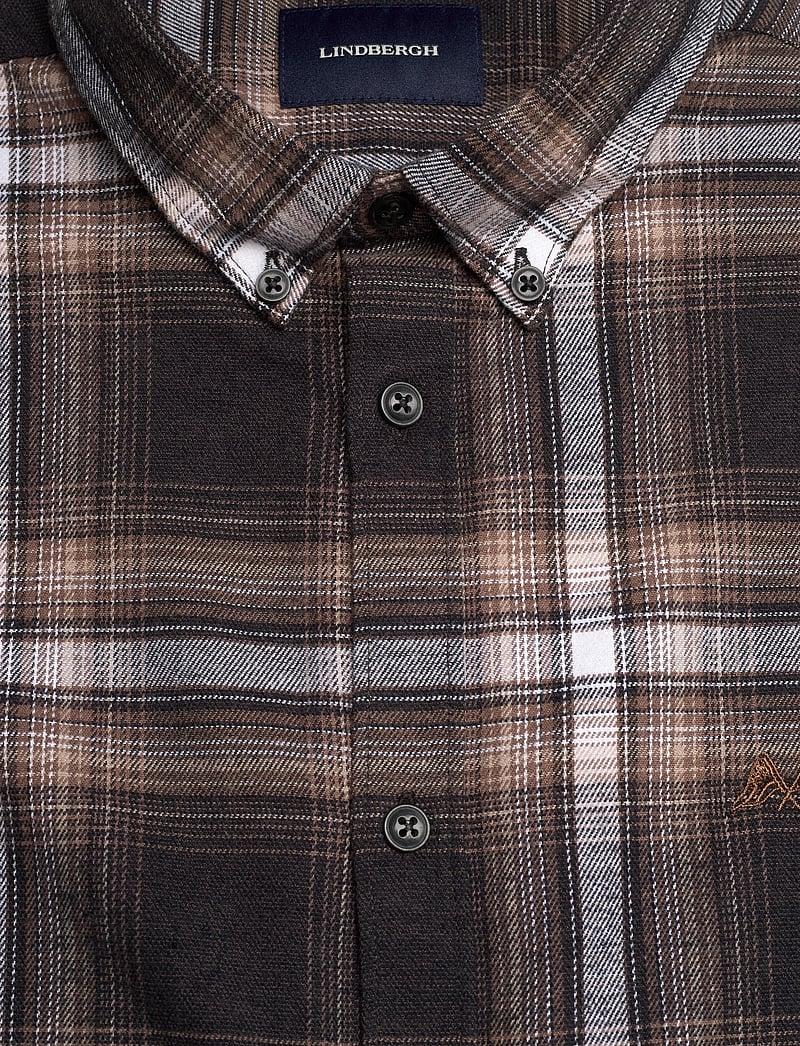 Lindbergh - Brushed checked shirt L/S - flannel-skjorter - dk brown - 5