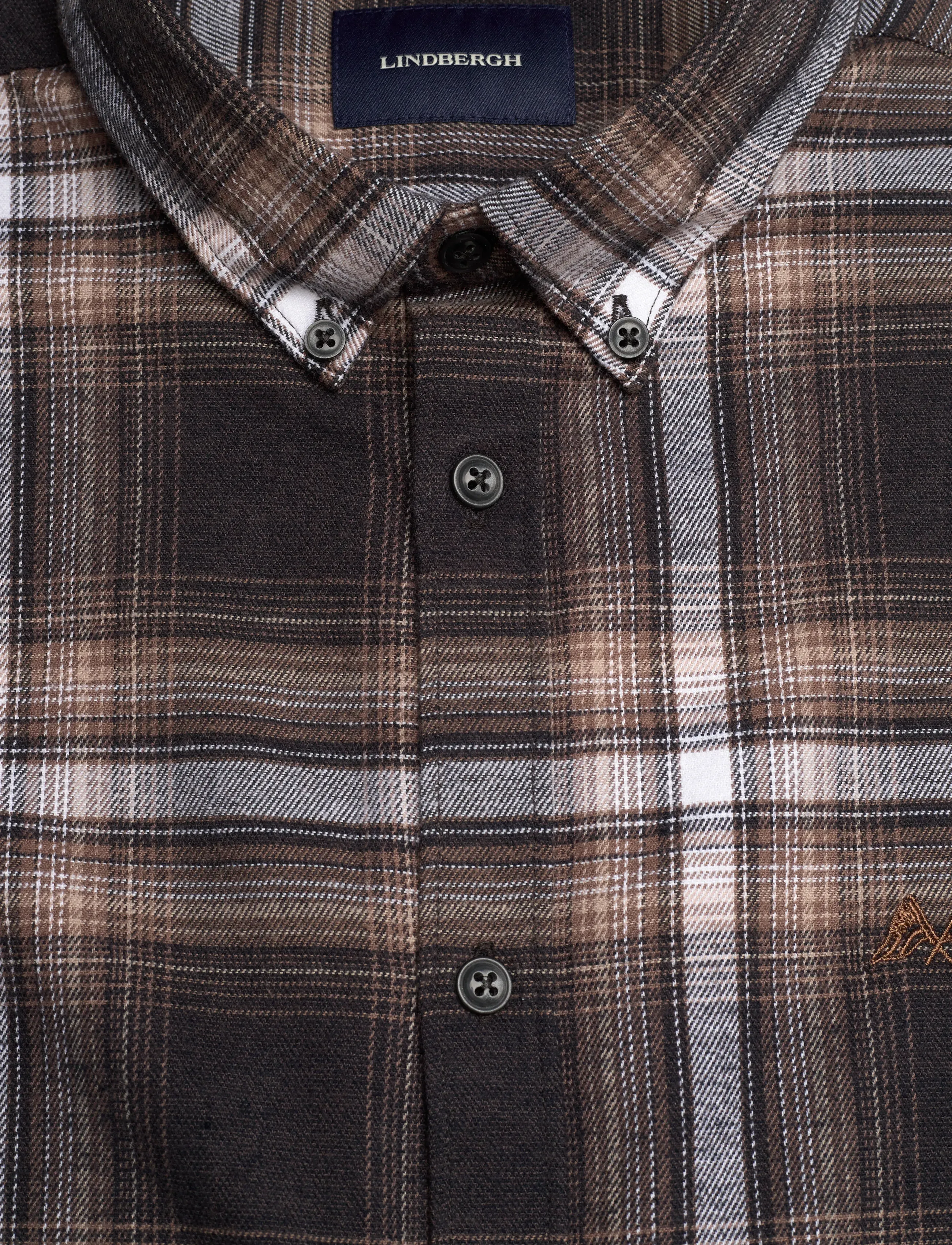 Lindbergh - Brushed checked shirt L/S - flaneliniai marškiniai - dk brown - 5