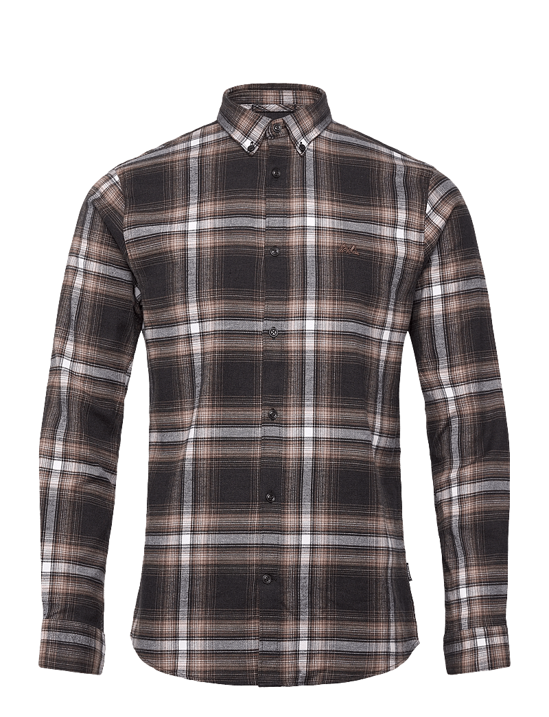 Lindbergh - Brushed checked shirt L/S - flanell-hemden - dk brown - 0