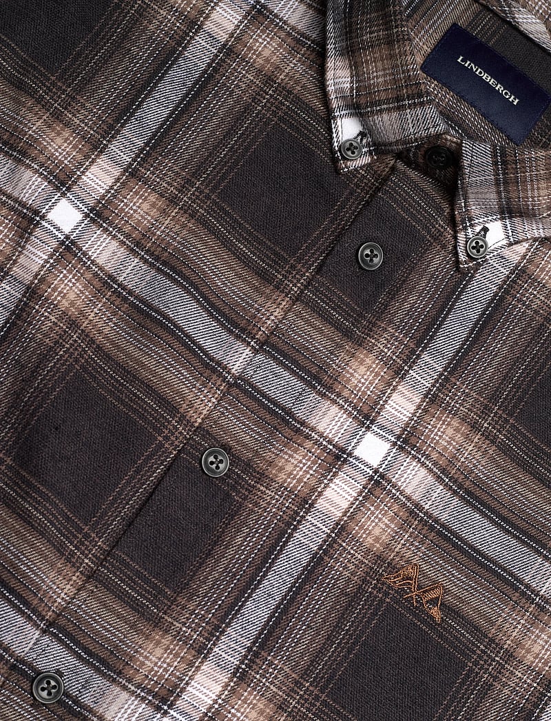 Lindbergh - Brushed checked shirt L/S - flanell-hemden - dk brown - 3