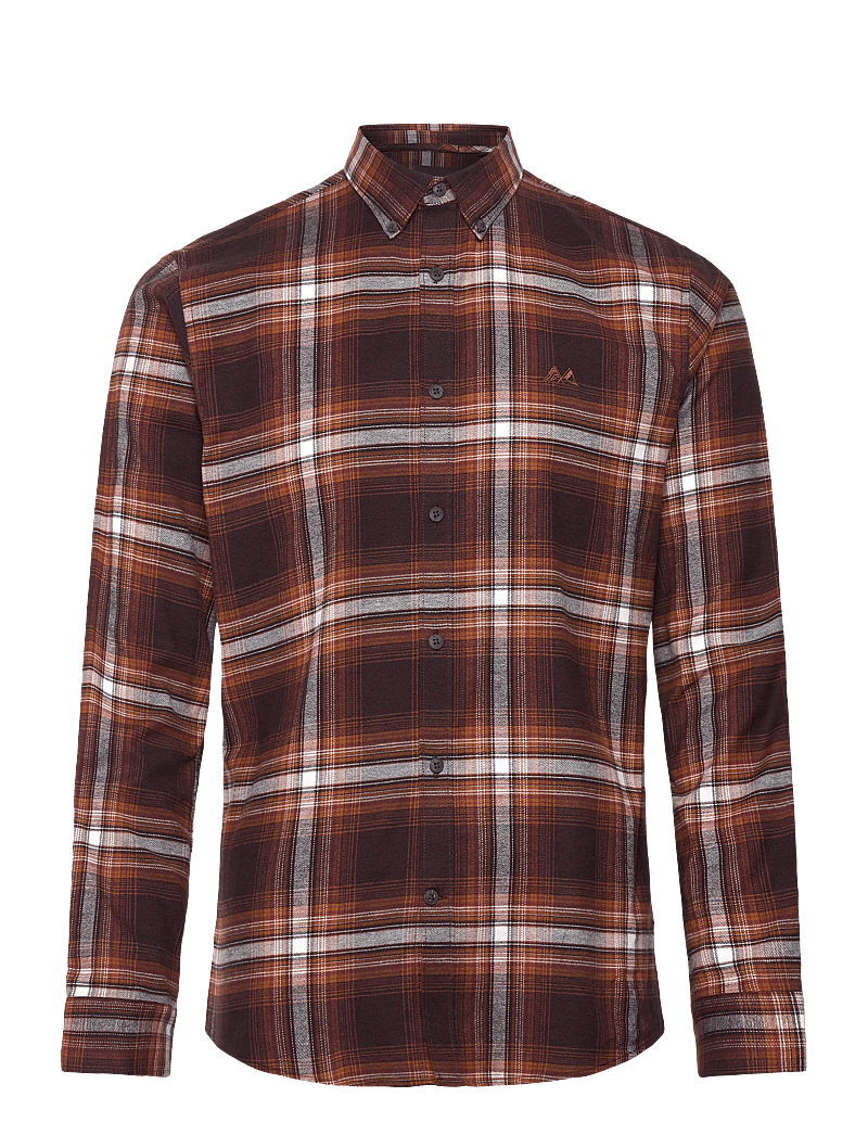 Lindbergh - Brushed checked shirt L/S - flanellskjortor - dk burgundy - 1