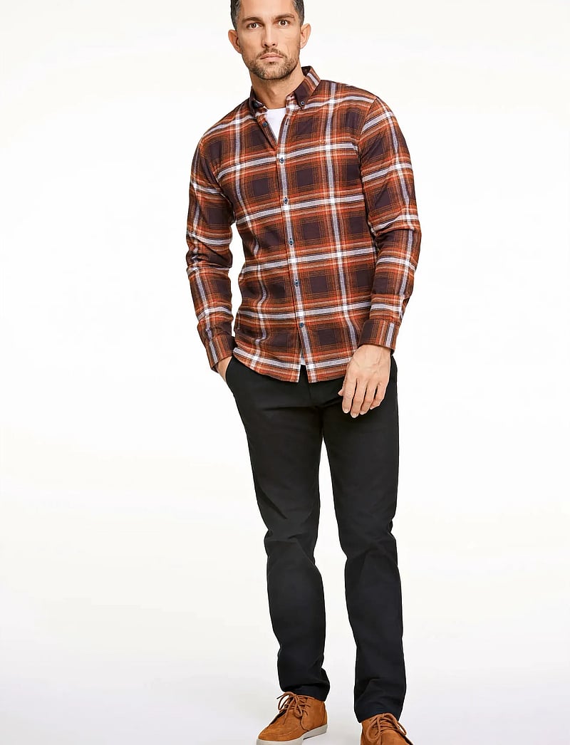 Lindbergh - Brushed checked shirt L/S - flanellskjortor - dk burgundy - 0