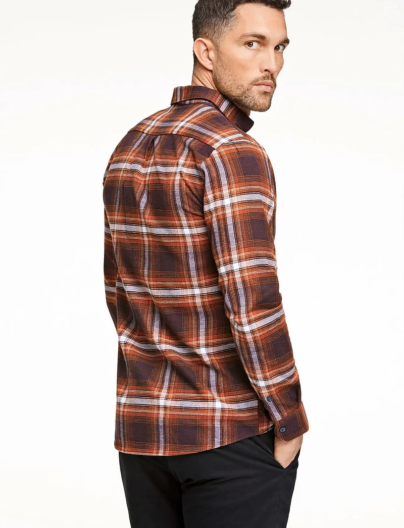 Lindbergh - Brushed checked shirt L/S - flanellskjortor - dk burgundy - 4