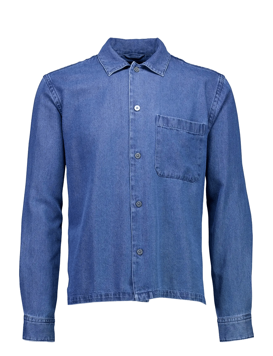Lindbergh - Washed denim shirt L/S - heavy wash - 1