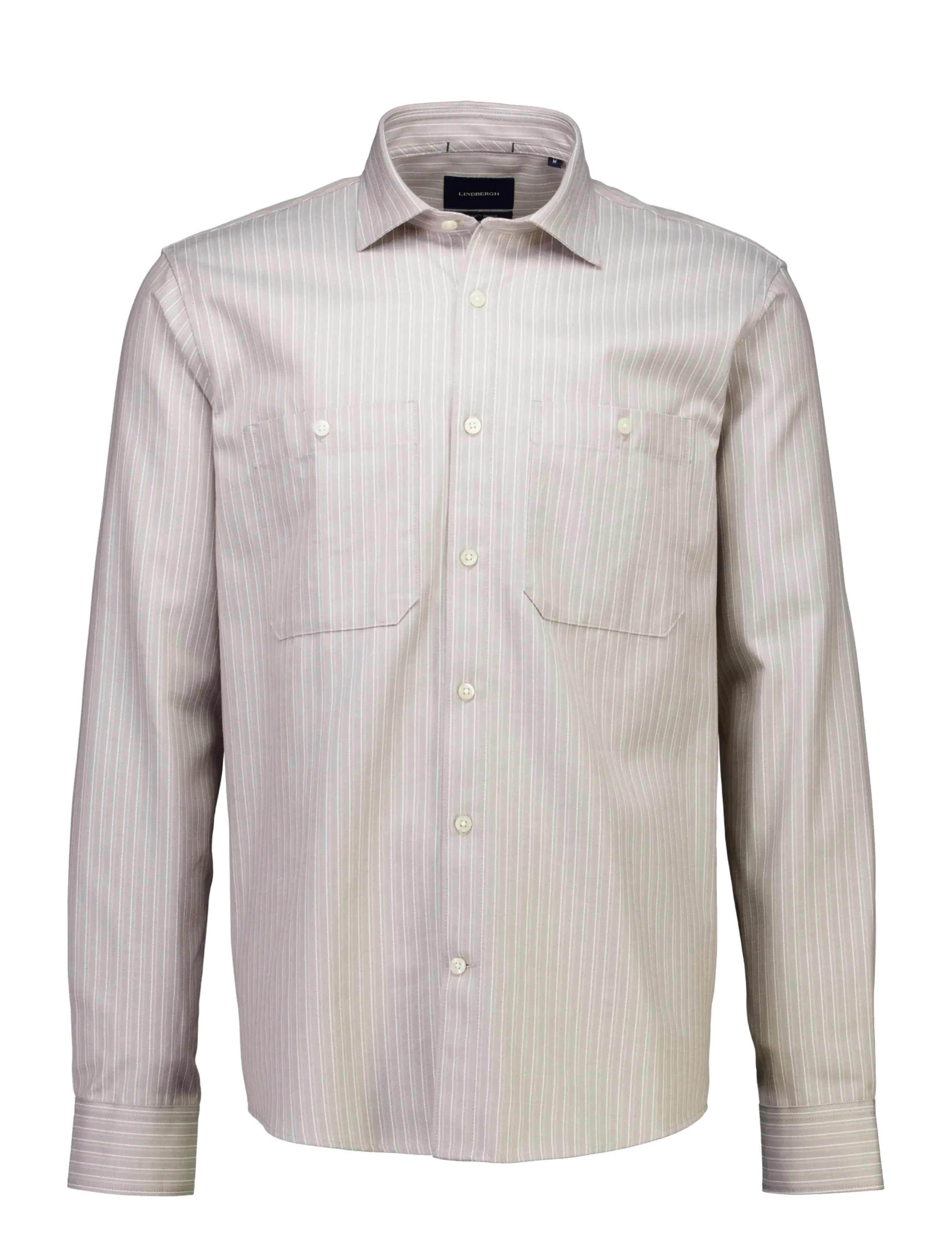 Lindbergh Stripe shirt L/S - Nordisk stil - LT KHAKI / beige