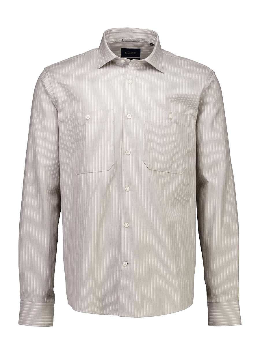Lindbergh - Stripe shirt L/S - striped shirts - lt khaki - 0