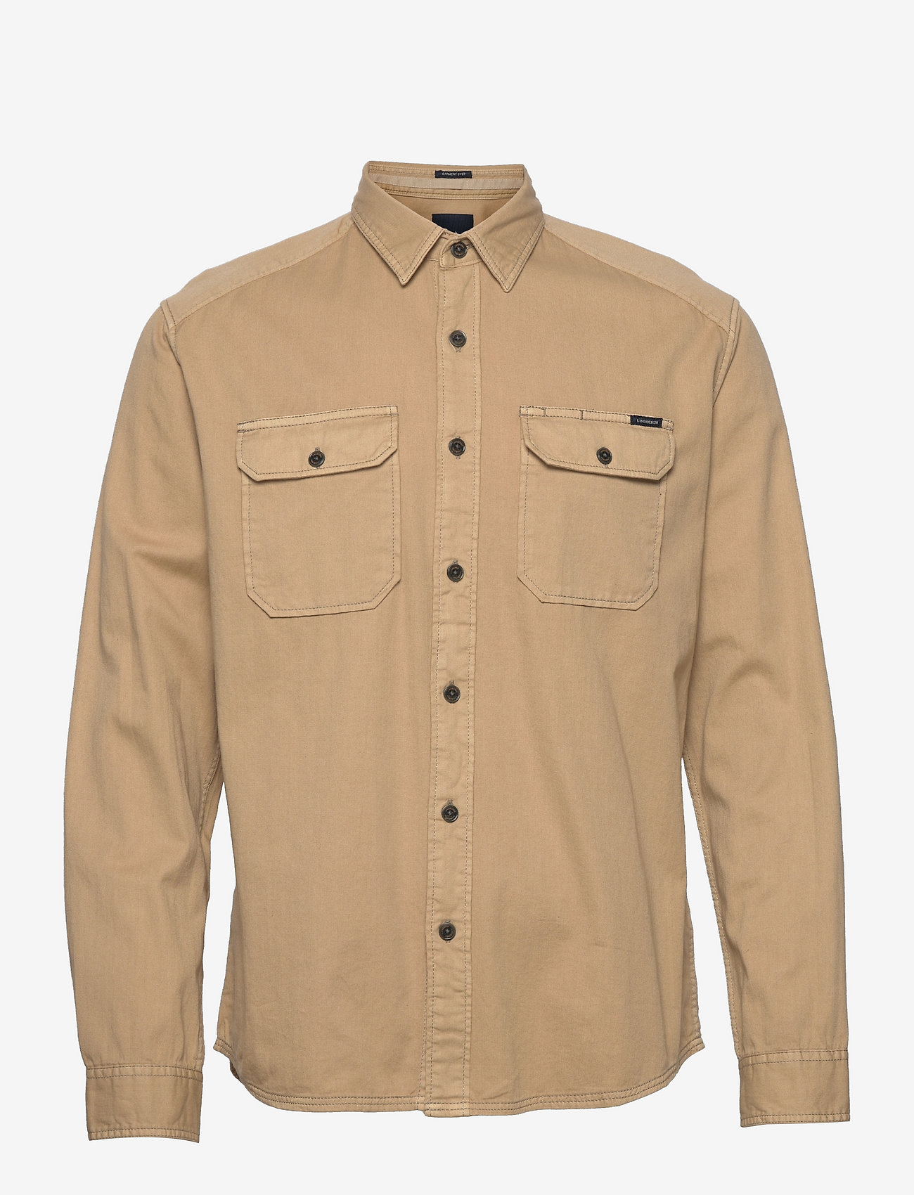 Lindbergh - Utility garment dyed L/S shirt - sand - 0