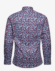 Lindbergh - AOP plain stretch shirt L/S - casual skjorter - blue - 1