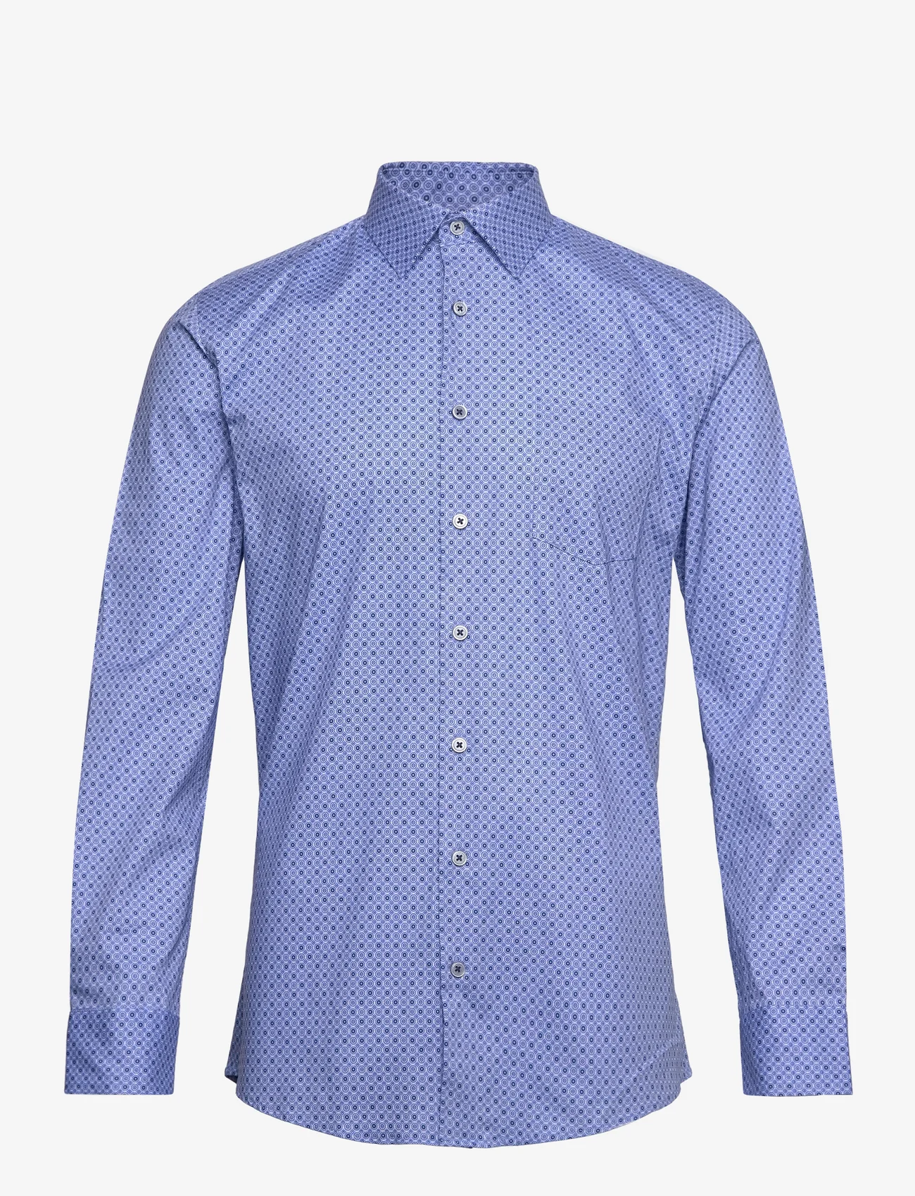 Lindbergh - AOP plain stretch shirt L/S - avslappede skjorter - lt blue - 0