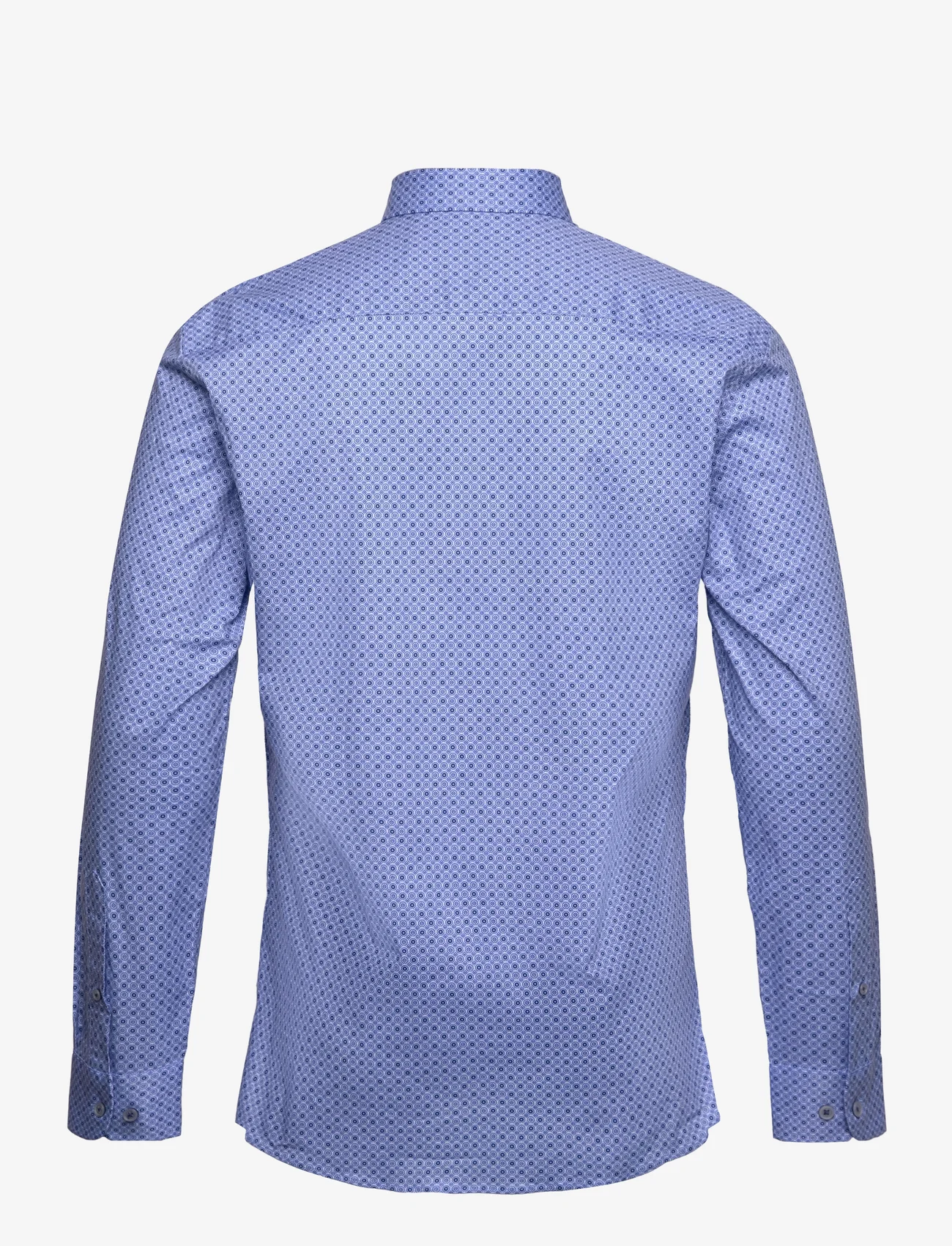 Lindbergh - AOP plain stretch shirt L/S - casual shirts - lt blue - 1