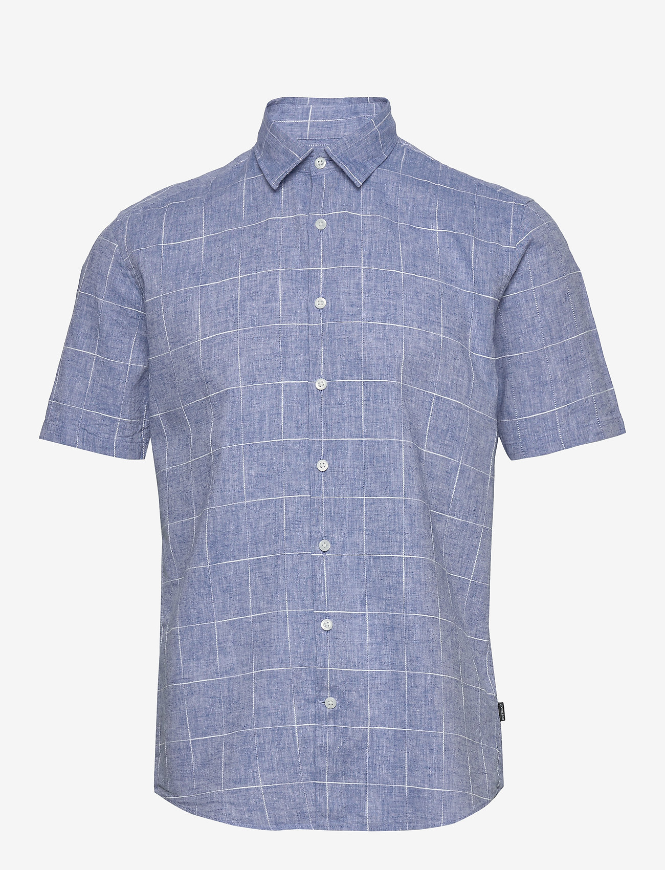 Checked structure shirt S/S - LIGHT BLUE