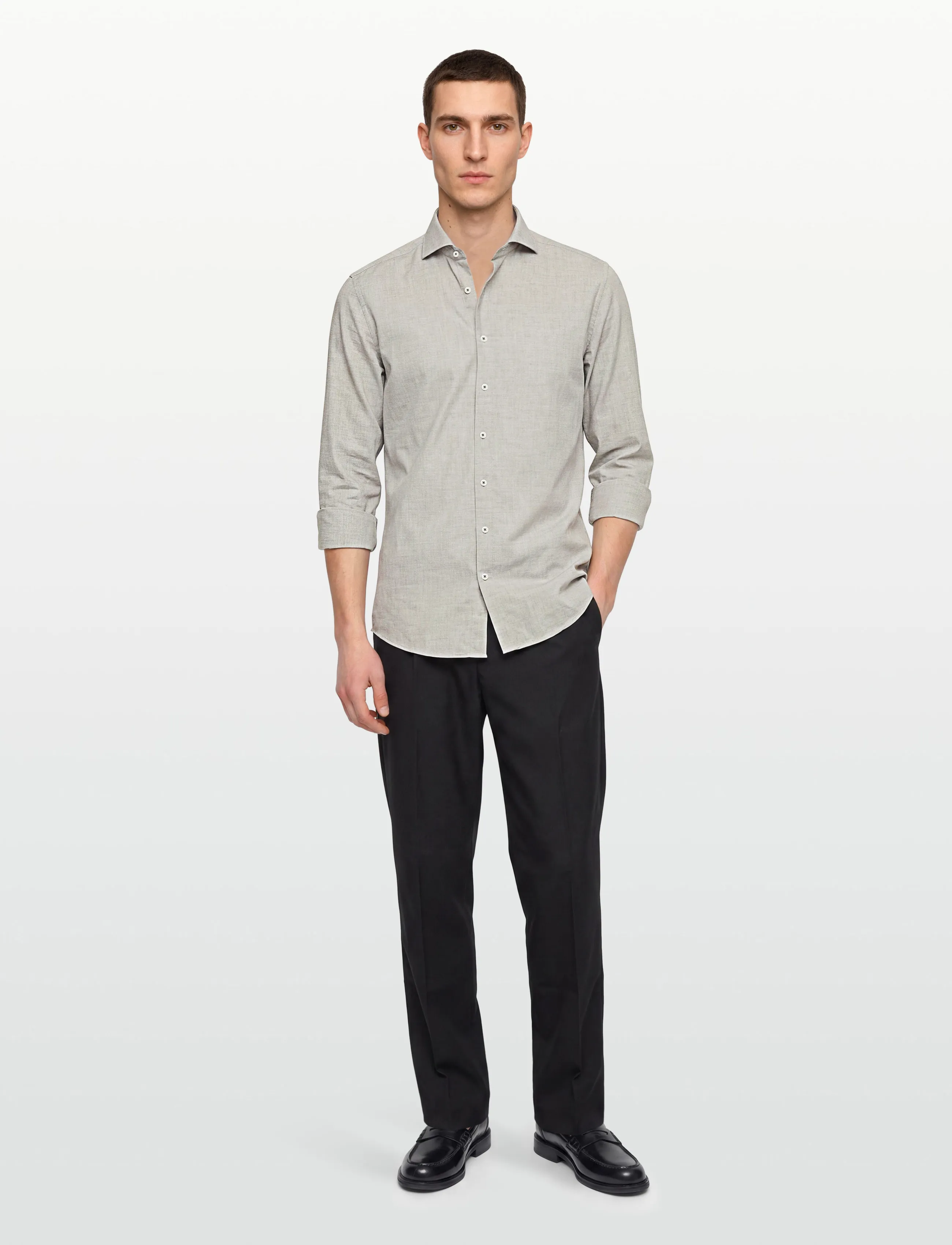 Lindbergh - 1927: Striped shirt L/S - linneskjortor - grey - 0