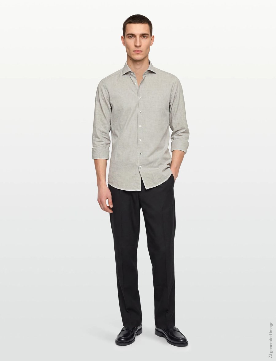 Lindbergh - 1927: Striped shirt L/S - leinenhemden - grey - 0