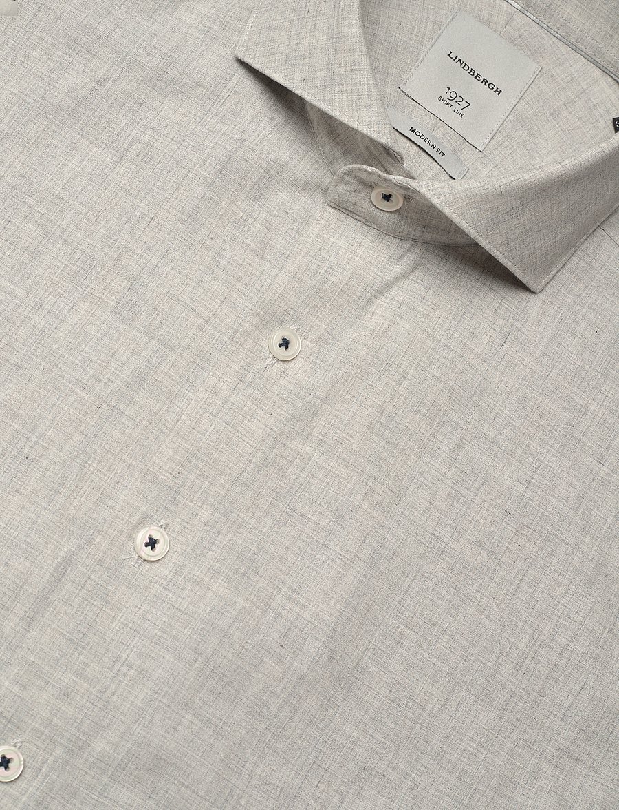 Lindbergh - 1927: Striped shirt L/S - pellavakauluspaidat - grey - 3
