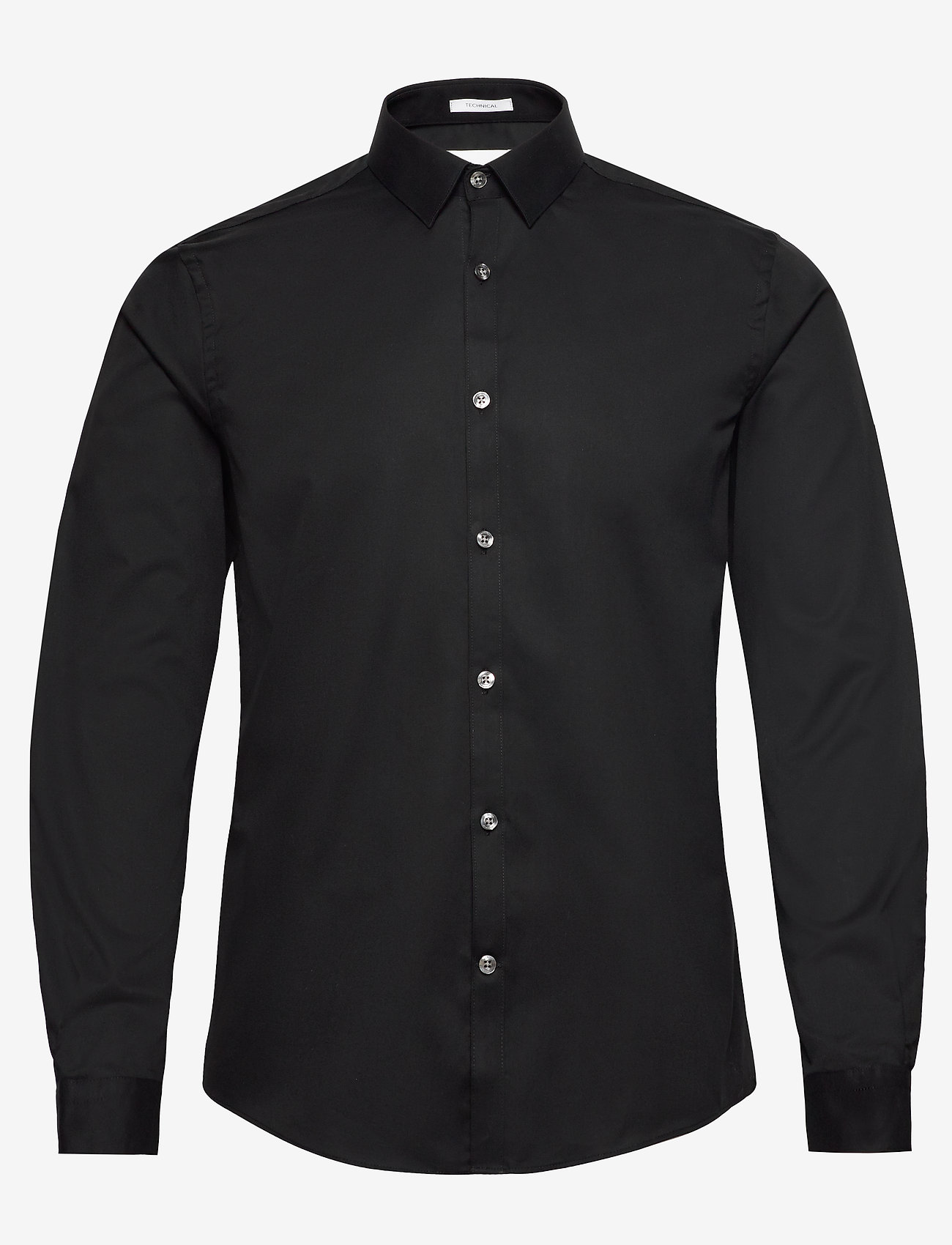 Lindbergh - Plain twill stretch shirt L/S - basic shirts - black - 0