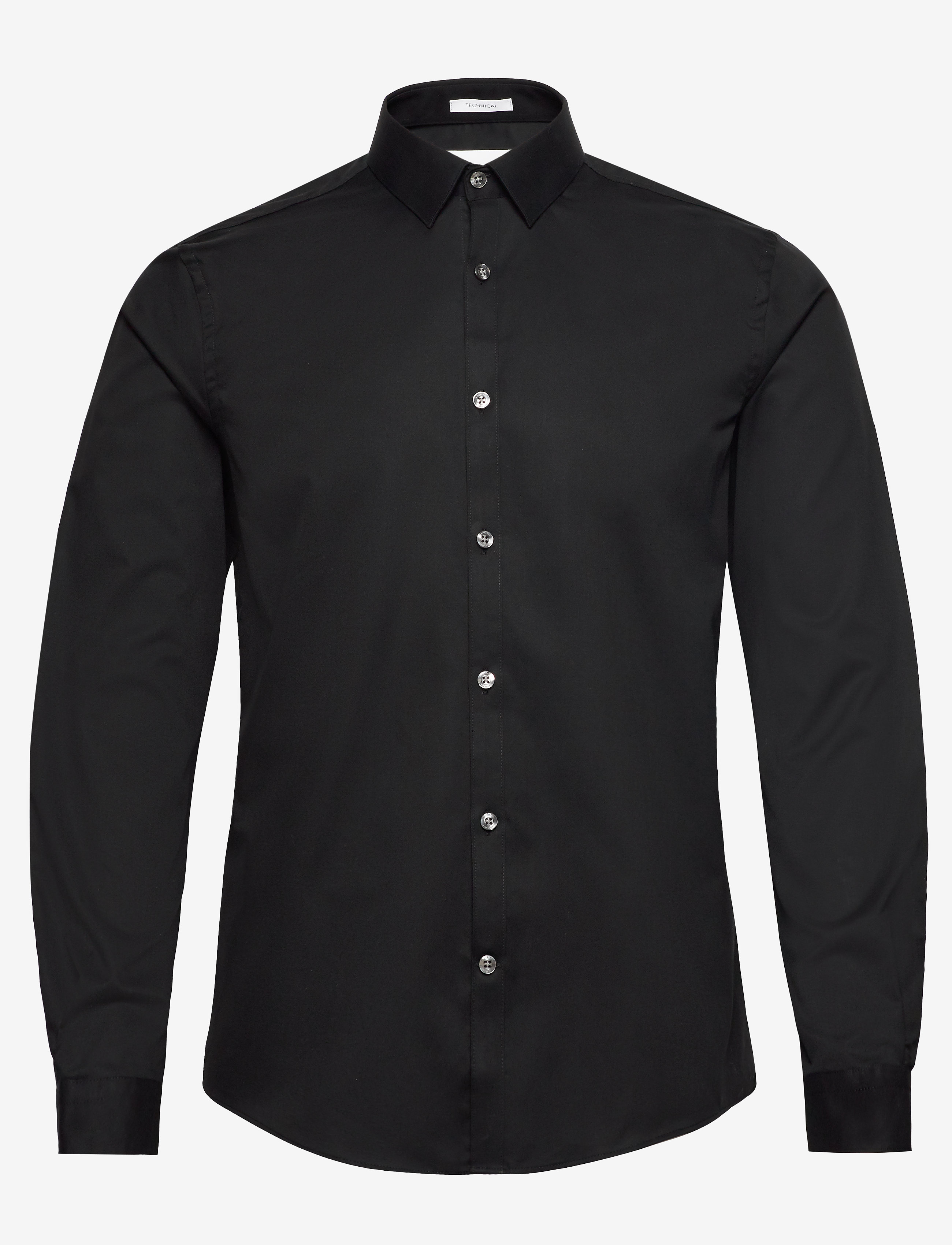 Lindbergh Small collar, tailor fit cotton shi - Skjortor - BLACK / black
