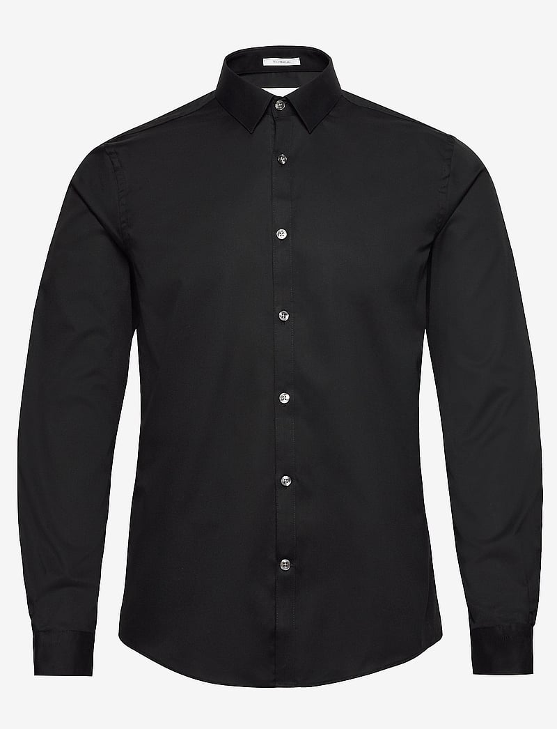 Lindbergh - Small collar, tailor fit cotton shirt, WF - kostymskjortor - black - 1