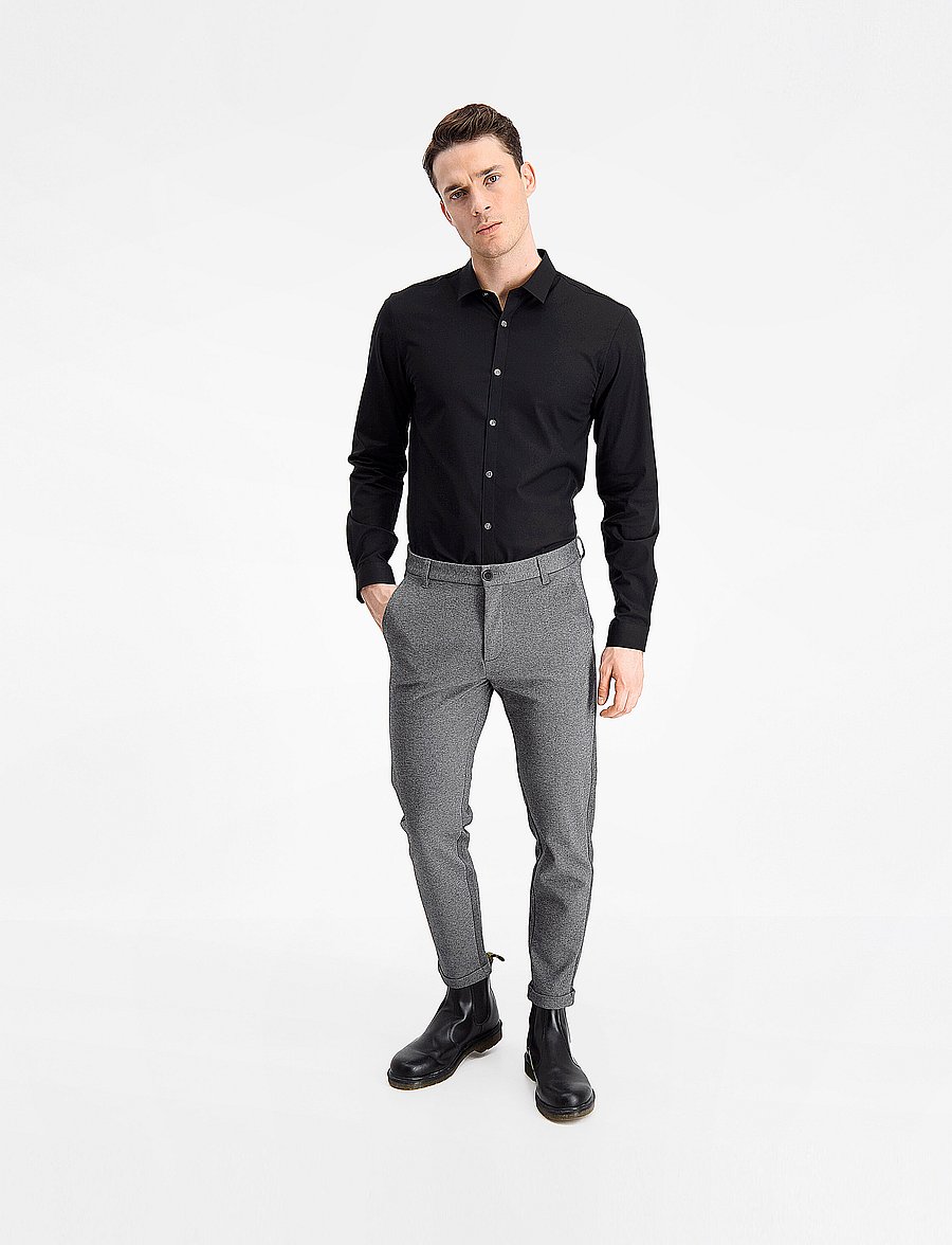 Lindbergh - Small collar, tailor fit cotton shirt, WF - formālie krekli - black - 0