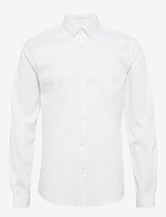 Plain twill stretch shirt L/S - WHITE
