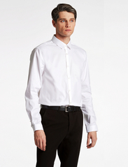 Lindbergh - Plain twill stretch shirt L/S - basic shirts - white - 2