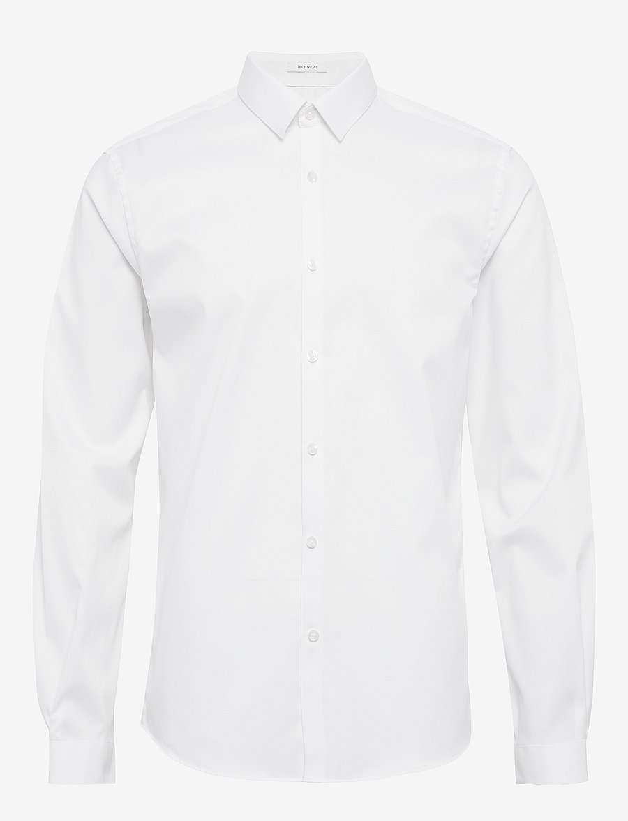Lindbergh - Small collar, tailor fit cotton shirt, WF - kostymskjortor - white - 1