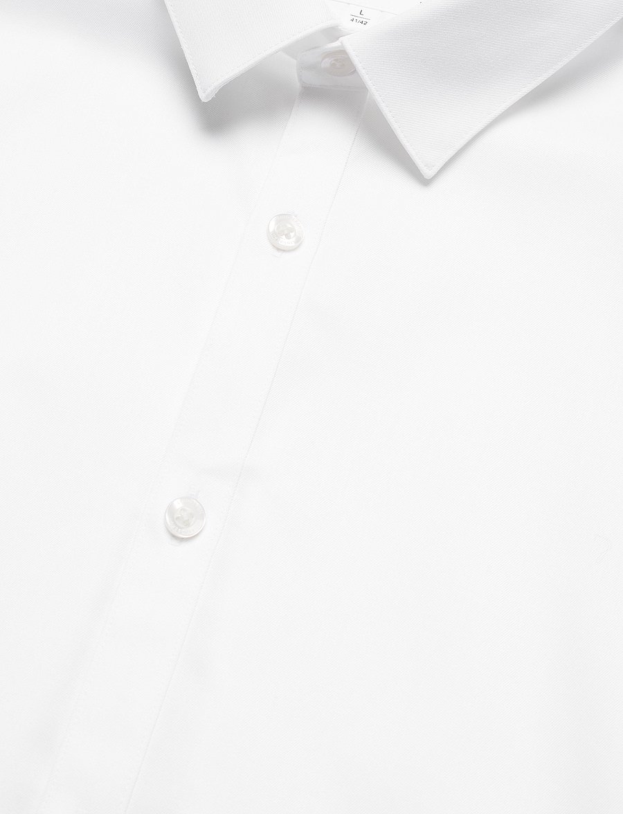 Lindbergh - Small collar, tailor fit cotton shirt, WF - kostymskjortor - white - 4