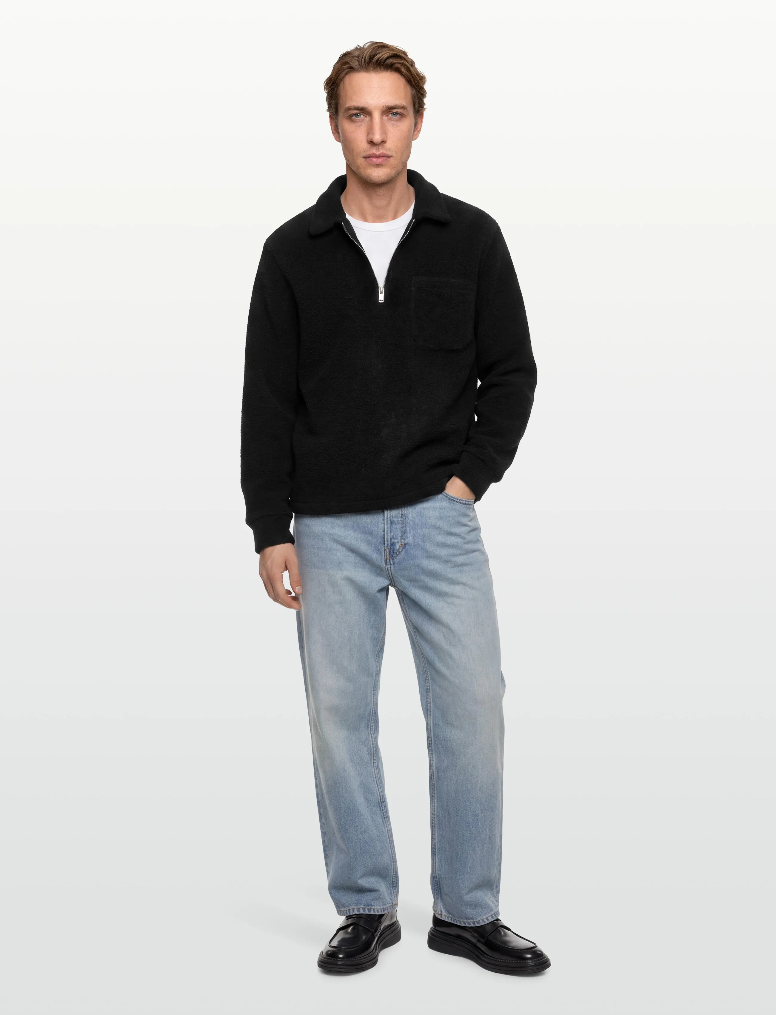 Lindbergh Half Zip Fleece, XL, Black, Strik > Trøjer Med Halv Lynlås, Herre