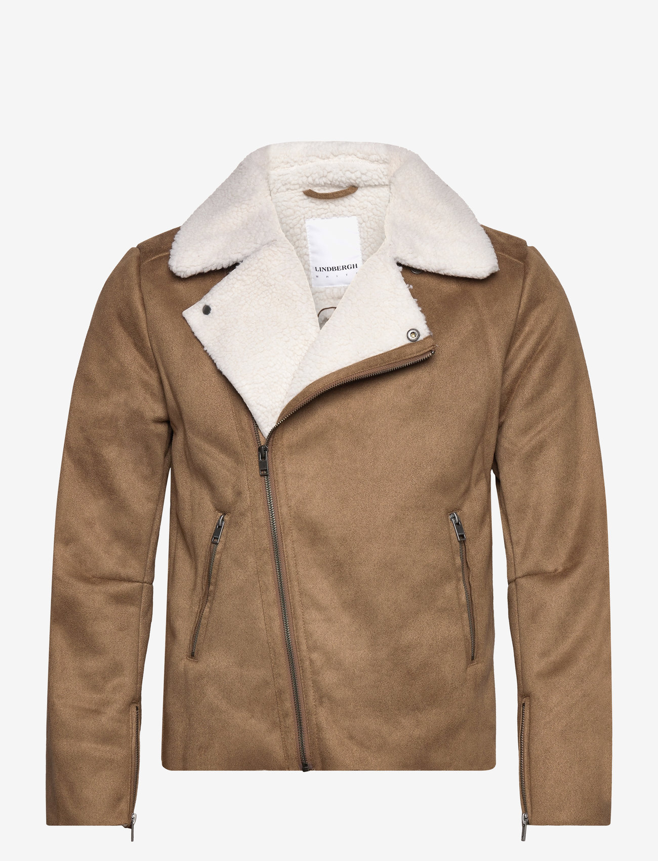 Lindbergh - Imit?. shearling biker jacket - deep sand - 0