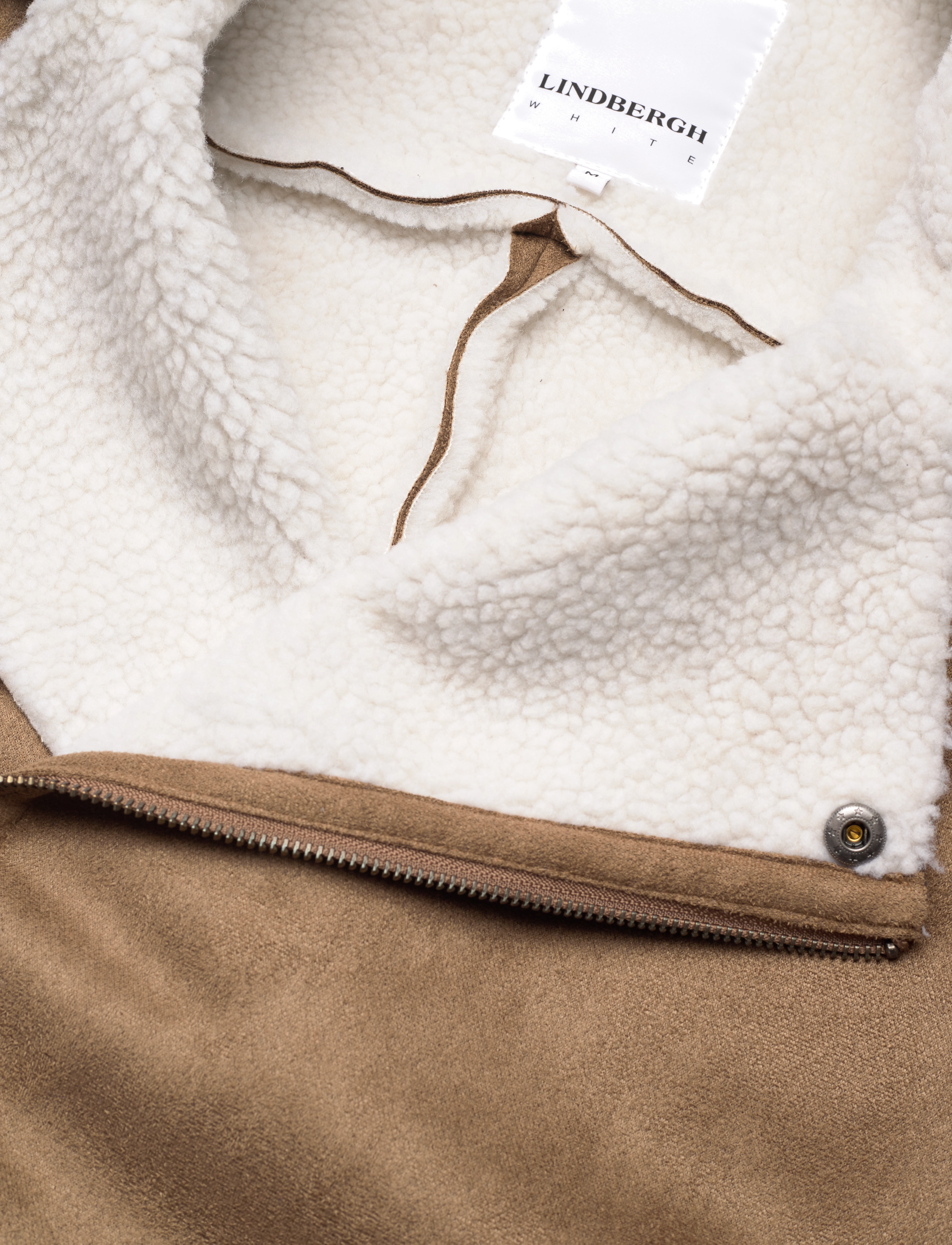 Lindbergh - Imit?. shearling biker jacket - deep sand - 3