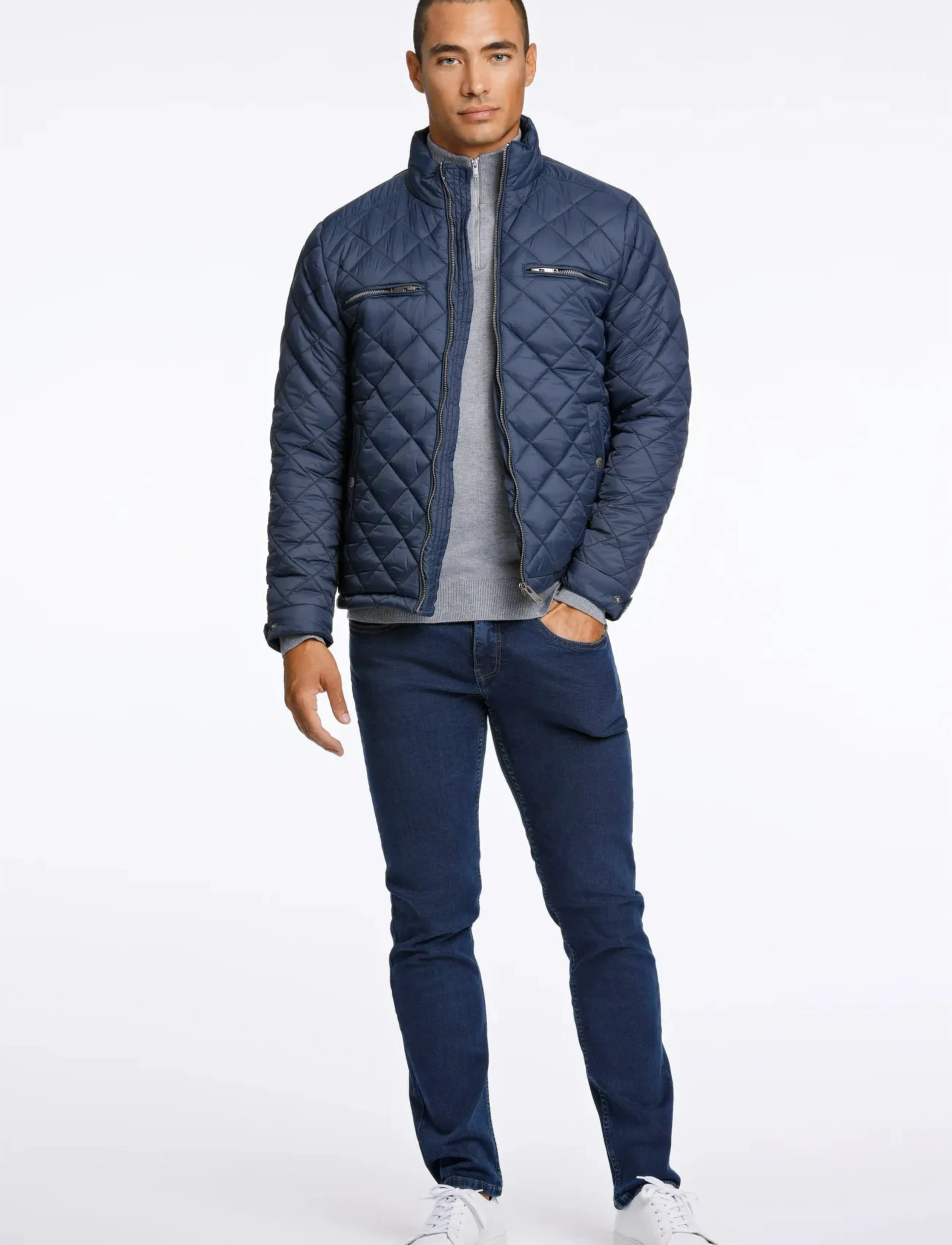 Lindbergh Quilted Jacket, Mænd, Quiltet Jakke, Navy, Str: S