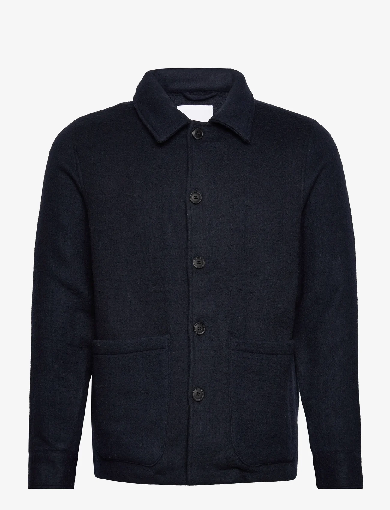Lindbergh - Pile overshirt jacket - wool jackets - navy - 0