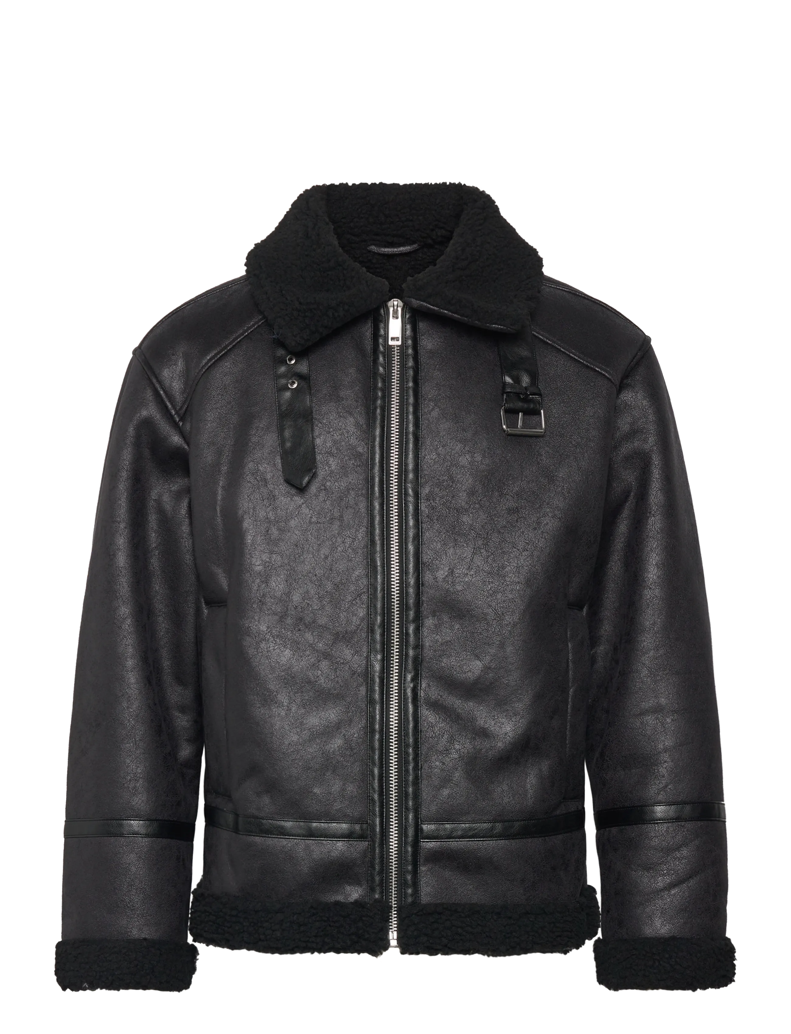 Faux shearling jacket - BLACK