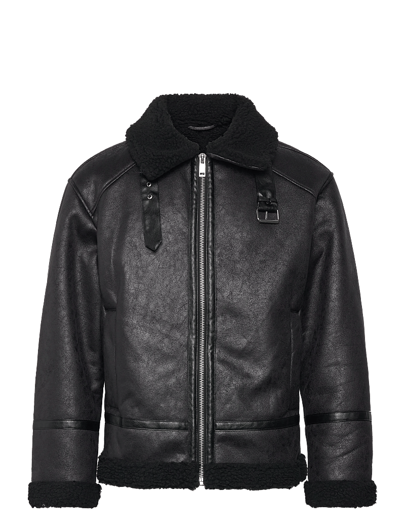 Lindbergh - Faux shearling jacket - vårjackor - black - 0