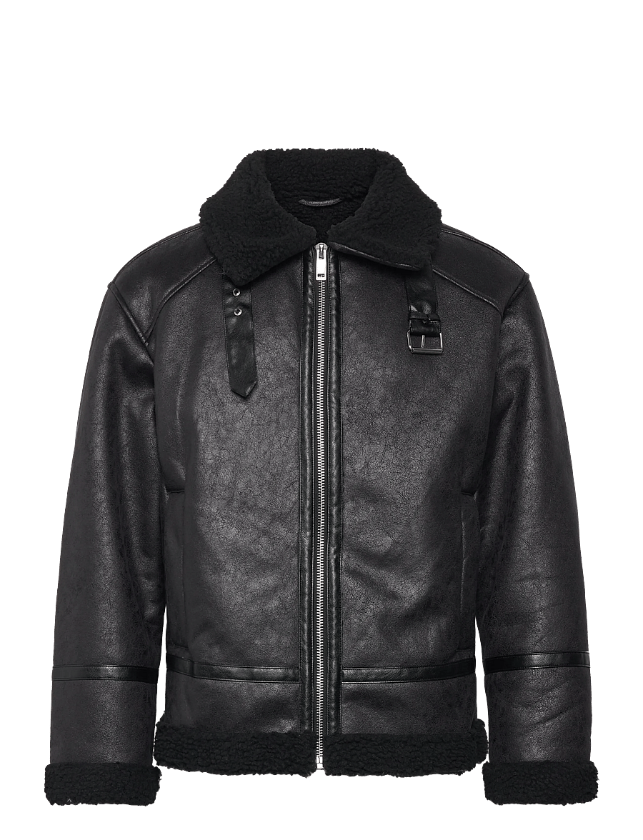 Lindbergh - Faux shearling jacket - frühlingsjacken - black - 0