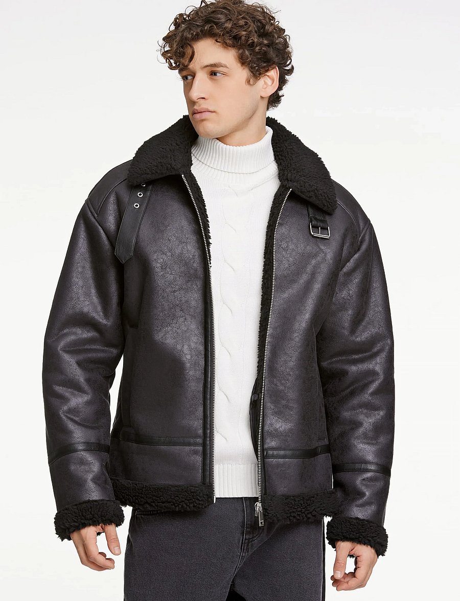 Lindbergh - Faux shearling jacket - vårjackor - black - 4