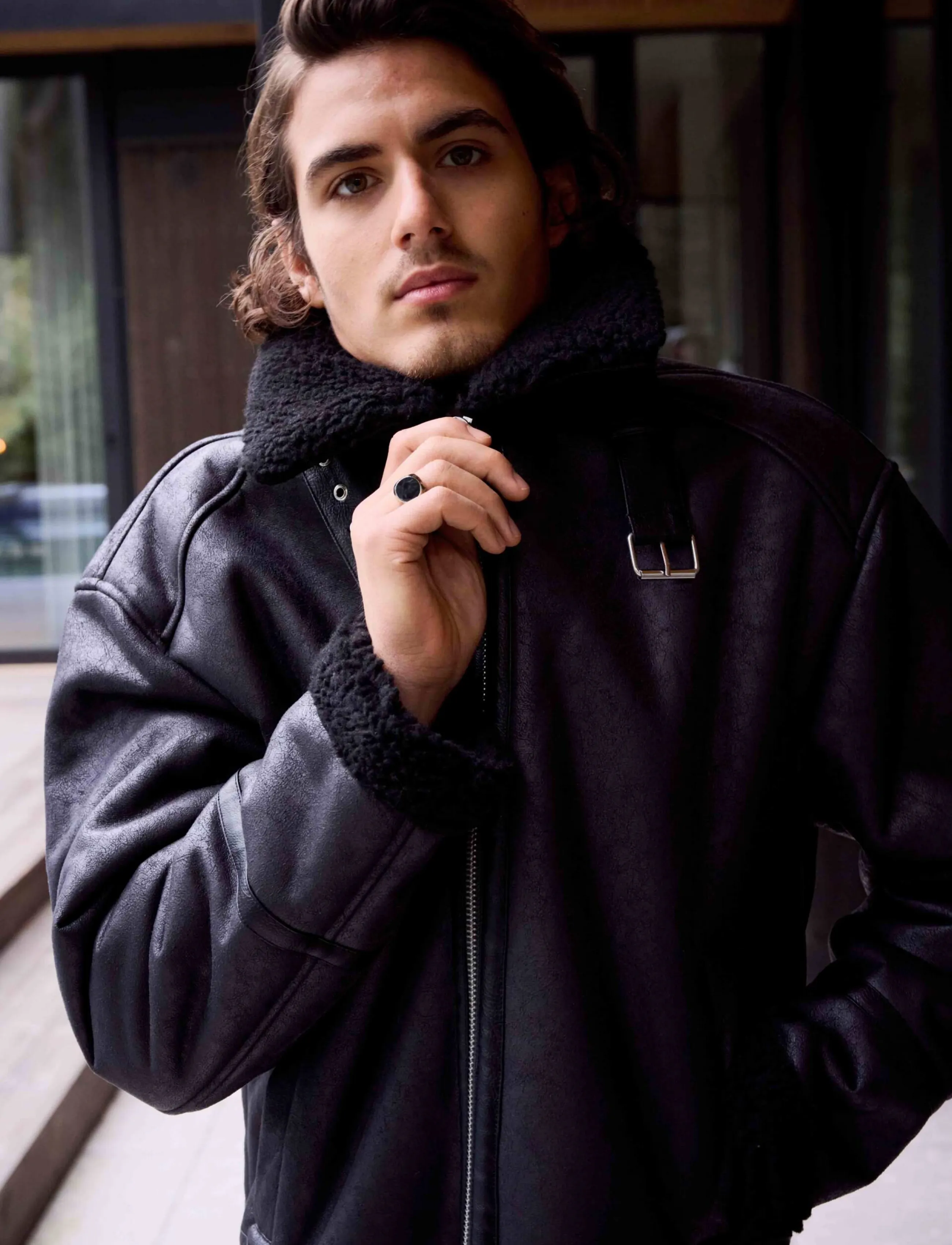 Lindbergh Faux Shearling Jacket skinnjackor herr – bild 5