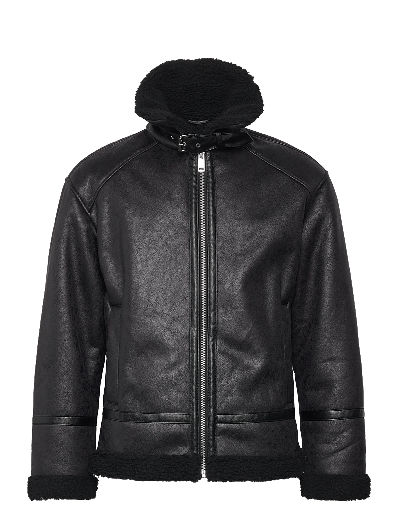 Lindbergh - Faux shearling jacket - vårjackor - black - 2