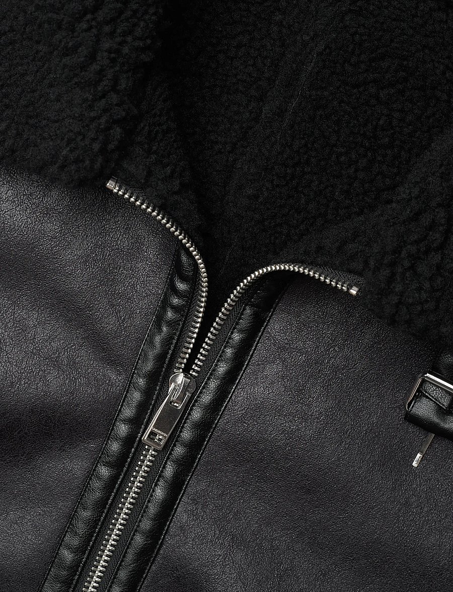 Lindbergh - Faux shearling jacket - frühlingsjacken - black - 3