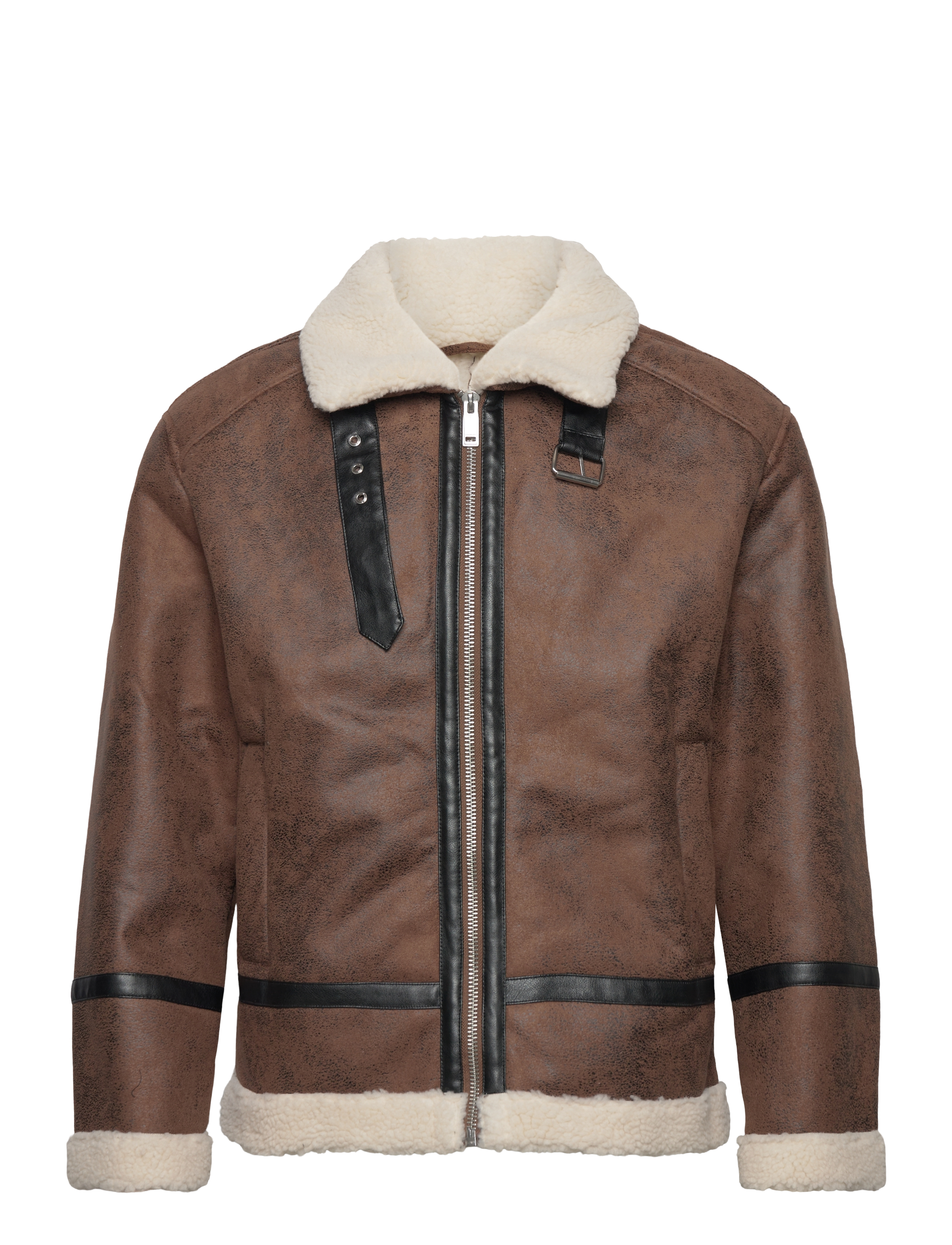 Faux shearling jacket - BROWN